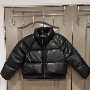 Zara Black Leather Puffer Jacket for Kids